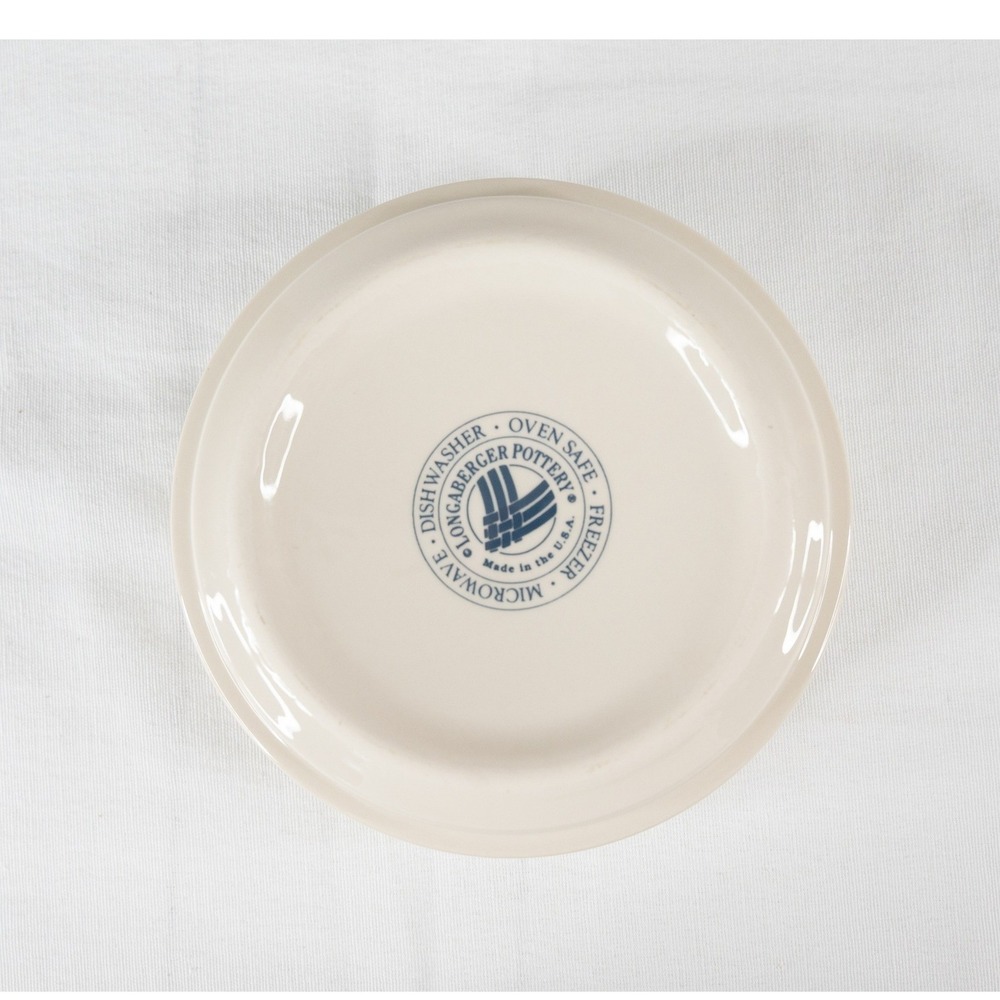 Longaberger Woven Traditions 6" Bowls Set of 4 Ivory Blue Excellent Pottery - Picture 8 of 9